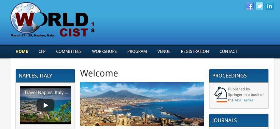 WorldCist'18 - 6th World Conference on Information Systems and Technologies ,WorldCist'18,  IT, 