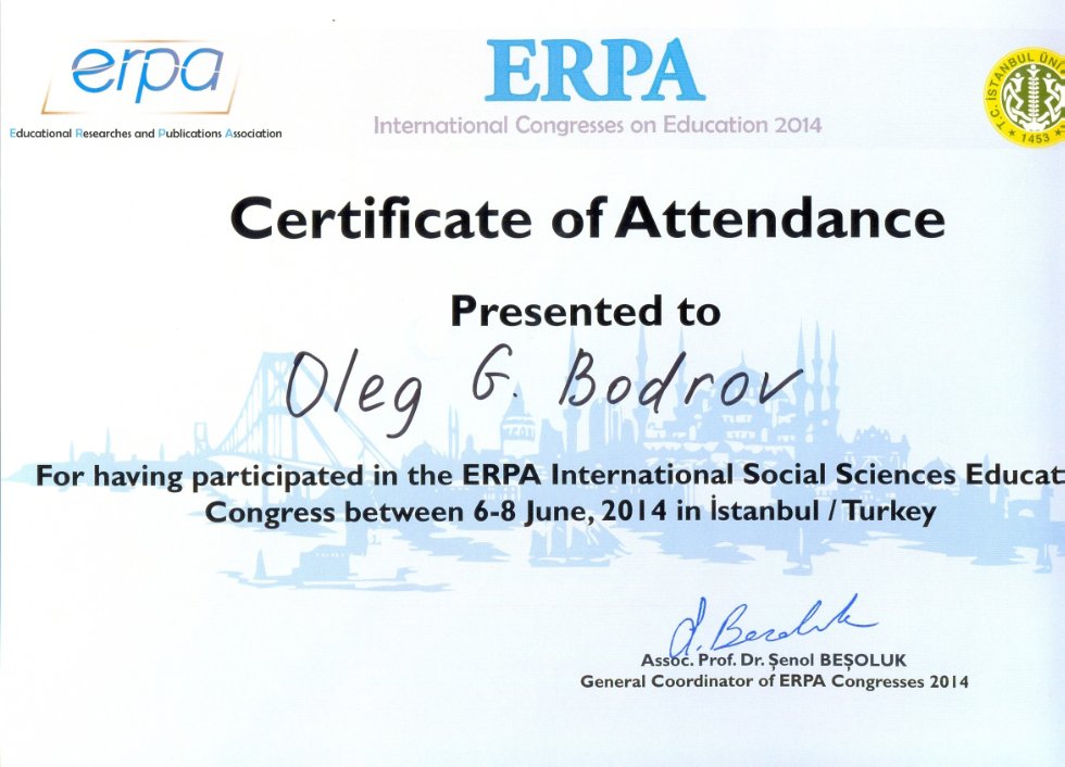  Educational Researches and Publications Associations (ERPA) International Congress 2014