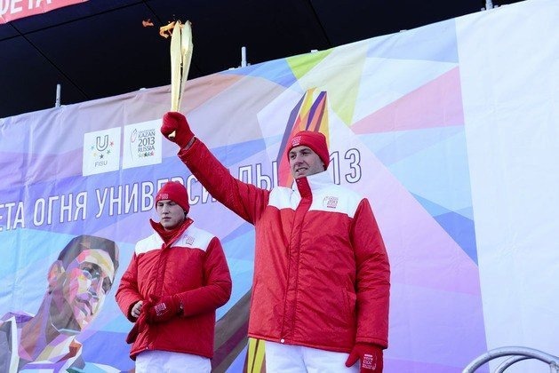 A Flask with the Universiade Flame was Delivered to Vladivostok by Plane ,

