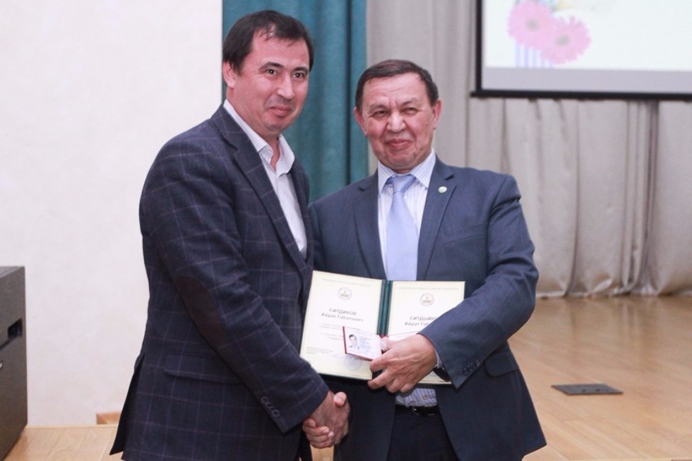 Rector Ilshat Gafurov and University Employees Receive New Ranks from Tatarstan Academy of Sciences ,Tatarstan Academy of Sciences, IFMB, IMM, IP, IIRHOS, IPIC