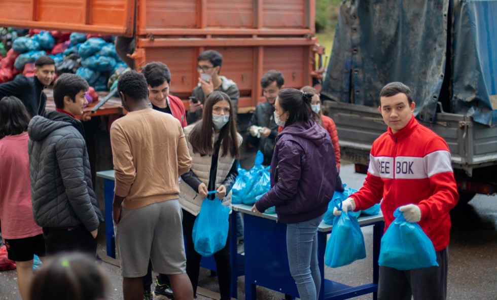 Grocery packages distributed at the Universiade Village