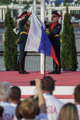 Russian flag was hoisted in the Universiade village Russian flag was hoisted in the Universiade village