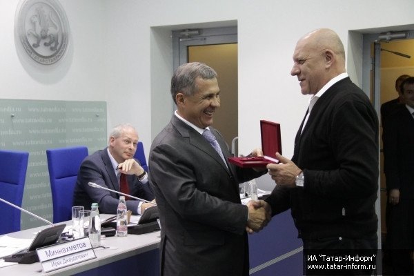 Yuriy Alaev was given a title of 'Honored Figure of Press and Mass Communications of the Republic of Tatarstan' ,
