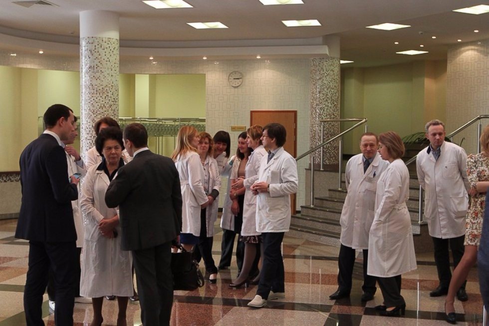 President of Tatarstan Rustam Minnikhanov and Rector Ilshat Gafurov at Moscow State University ,Moscow State University, Juntendo University, IFMB, Medical Simulation Center, University Clinic