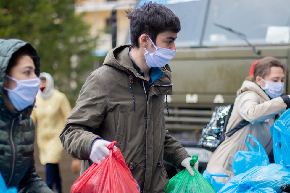 Grocery packages distributed at the Universiade Village