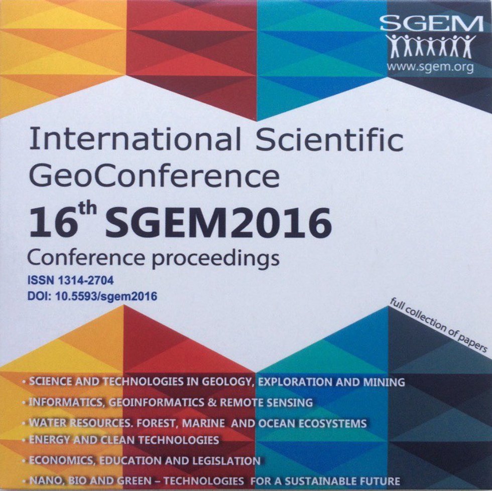    International Scientific GeoConference 16th SGEM2016 ,SGEM2016, , , , , , Scopus, Web of Science