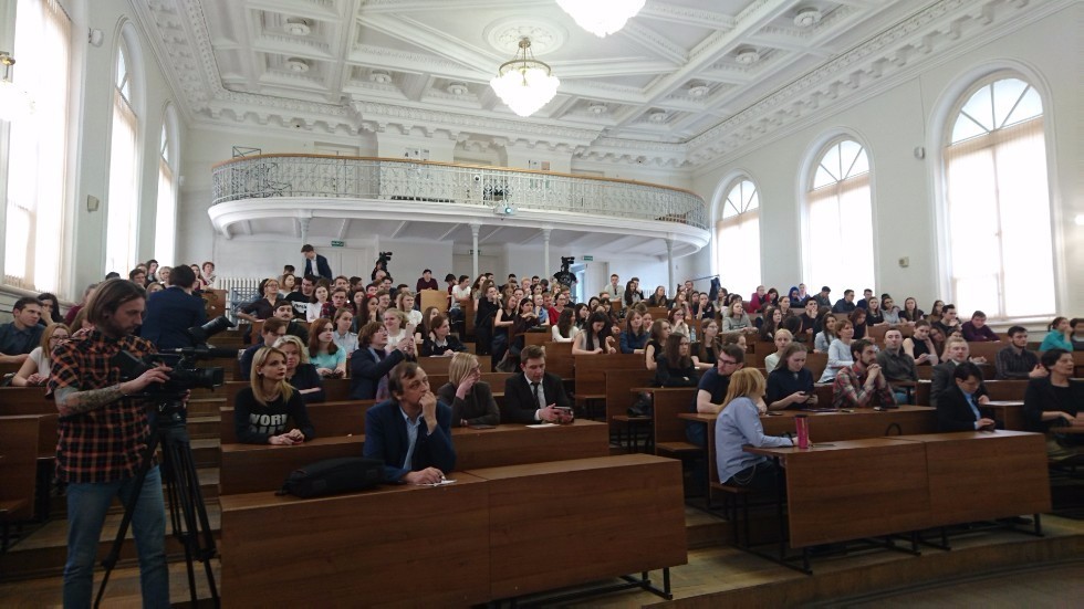 Mayor of Riga Nil Ushakov Answered Students' Questions and Met with Universities of Kazan ,Riga, Latvia, Riga City Council, Latvian University