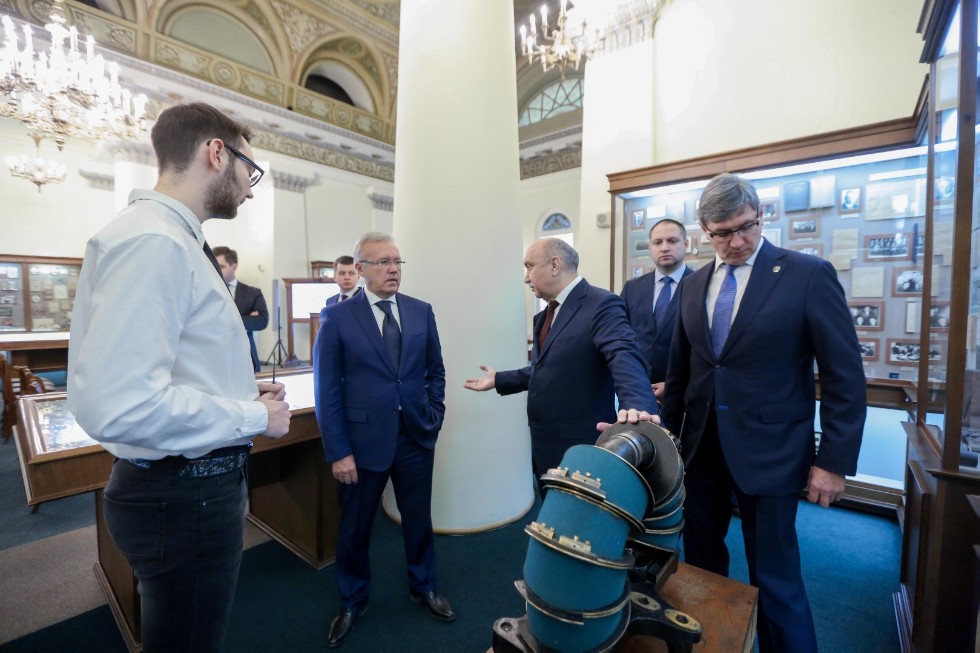 Winter Universiade 2019 torch relay event at Kazan University campus visited by Governor of Krasnoyarsk Krai Alexander Uss ,Krasnoyarsk Krai, President of Tatarstan, Mayor of Kazan, Universiade