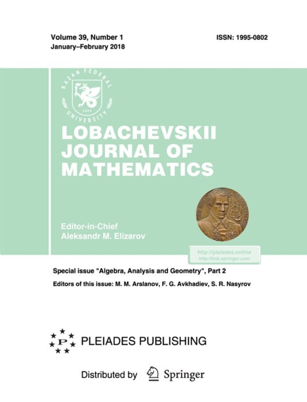   Lobachevskii Journal of Mathematics   Q2 Scopus ,Lobachevskii Journal of Mathematics,   Scopus,  Q2.