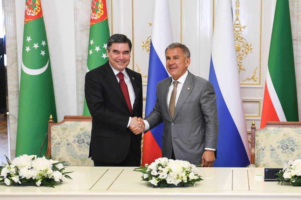 Cooperation agreement signed by Kazan Federal University and Turkmen State Institute of Economics and Management ,Turkmen State Institute of Economics and Management, Turkmenistan, President of Turkmenistan, President of Tatarstan