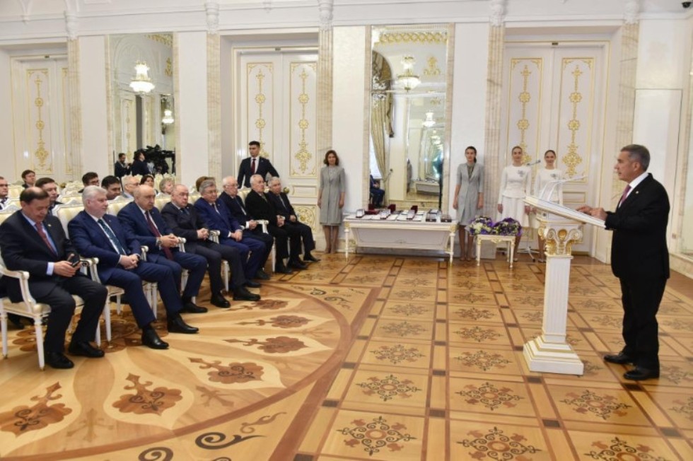 Former Rector of Kazan University Yury Konoplyov receives the Medal of the Order 'For the Merit to the Republic of Tatarstan'