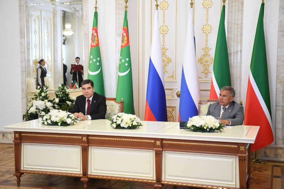 Cooperation agreement signed by Kazan Federal University and Turkmen State Institute of Economics and Management ,Turkmen State Institute of Economics and Management, Turkmenistan, President of Turkmenistan, President of Tatarstan