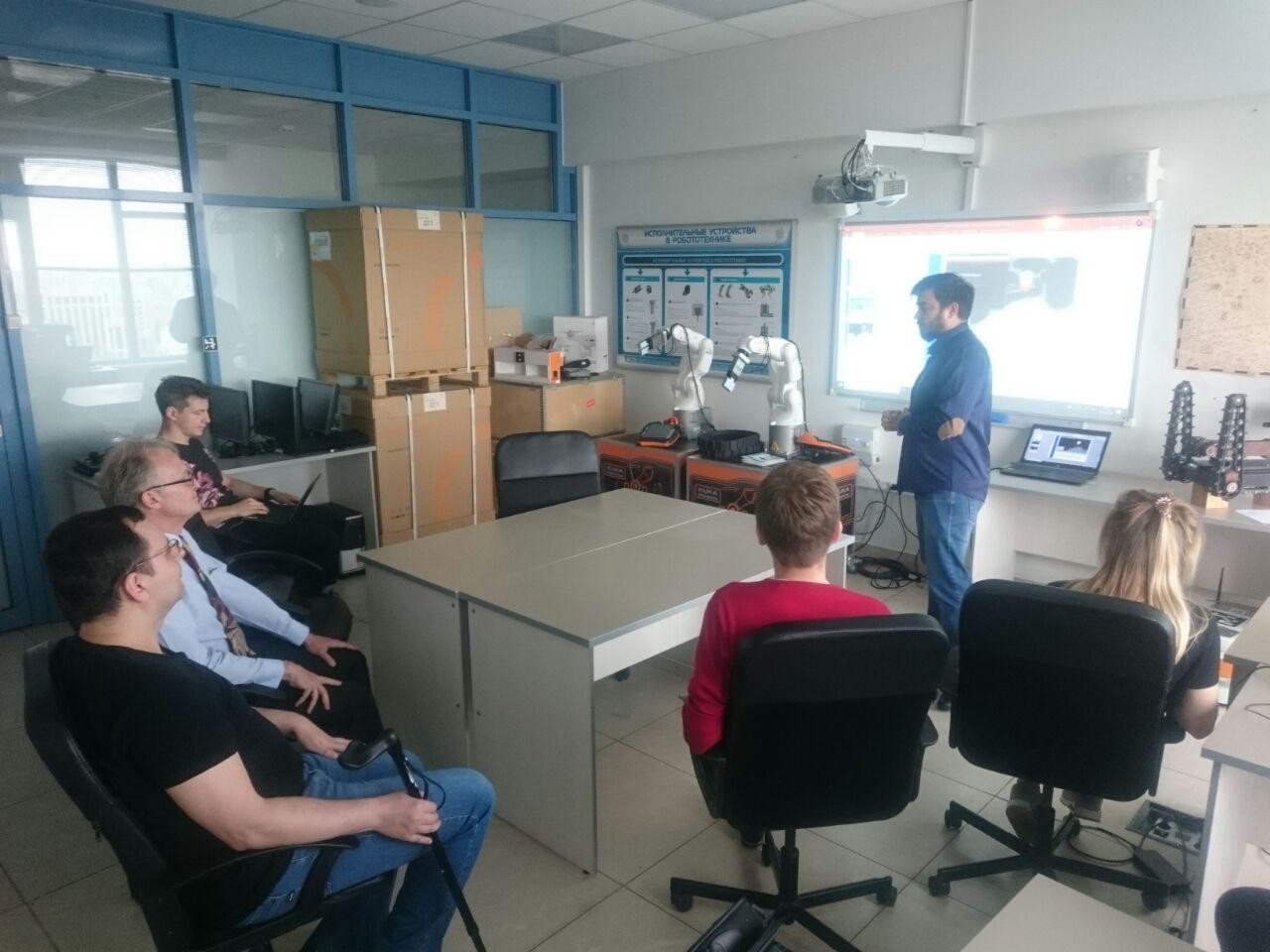 Professor from Germany visited the Laboratory of Intelligent Robotic Systems. Professor from Germany visited the Laboratory of Intelligent Robotic Systems.