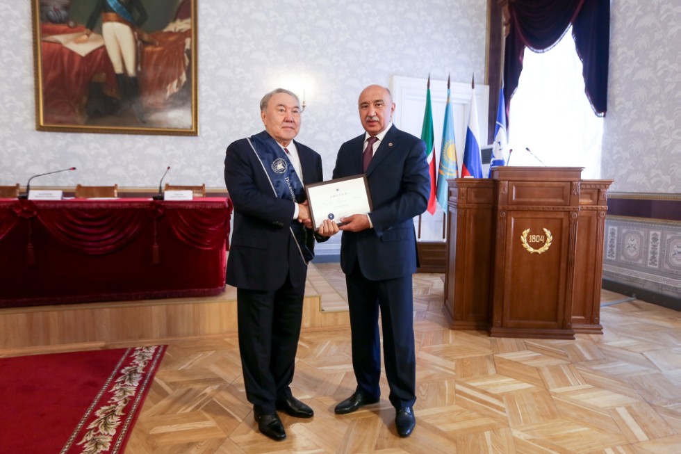 President of Kazakhstan Nursultan Nazarbayev receives credentials of Doctor Honoris Causa