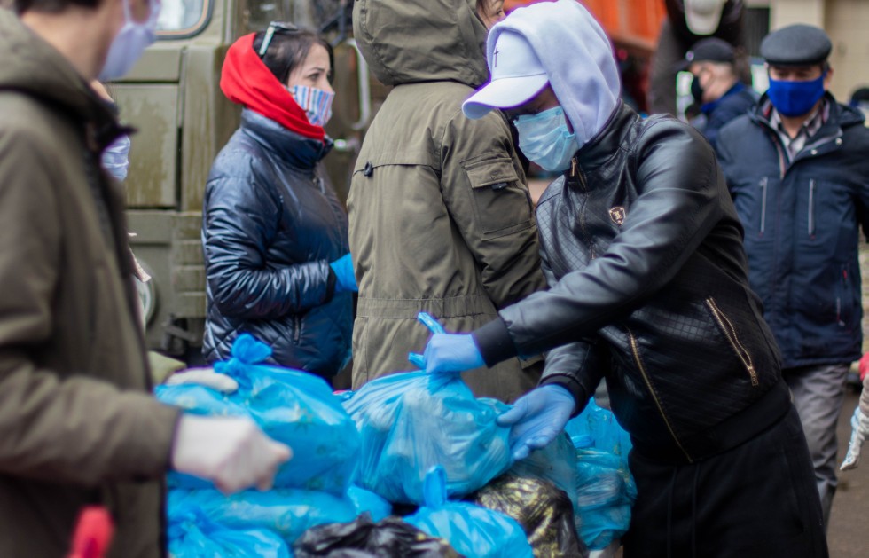 Grocery packages distributed at the Universiade Village